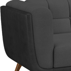 Sofá 2 Lugares 180cm Coin Courino Preto | Veludo Cinza - Sall